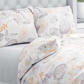 Biante Bavlnené posteľné obliečky Sandra SA-526 Hnedé vlčie maky na bielom Predĺžené 140x220 a 70x90 cm