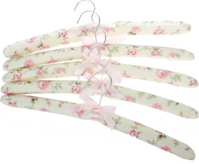 Set 5 textilných vešiakov Kvety, ružová