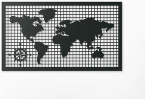 drevko Drevená mapa sveta na stenu Rozmer obrazu: 37,5 x 65 cm, Farba dekorácie: Čierna
