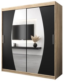 Šatníková skriňa 180 cm Eclipse (dub sonoma + čierna matná). Akcia -26%. Vlastná spoľahlivá doprava až k Vám domov. 1063425