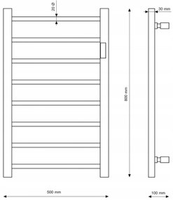 Erga Pago, elektrické vykurovacie teleso 500x800 mm s digitálnym termostatom na postavenie alebo na stenu, 200W, čierna matná, ERG-RESA/800/500/BLACK/EL