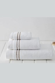 Soft Cotton Malý uterák CHAINE 30x50 cm Biela / ružová výšivka