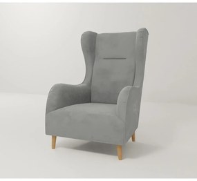 Svetlosivé zamatové kreslo ušiak Carole – Ropez