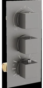 Mexen Cube termostatická vaňovo-sprchová batéria s 3 vývodmi, grafitová čierna - 77503-66