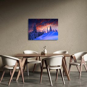 Sklenený obraz - Zimný súmrak (70x50 cm)