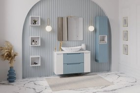 Závěsná skříňka pod umyvadlo Nova Denim s deskou 100 cm modrá/dub coast evoke