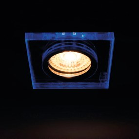 KANLUX Vstavané svetlo s LED pásikom VOLION, 1xGU10, 20W, 9x9cm, modré podsvietenie