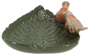 Napájadlo pre vtáky Leaf, 19x21 cm, keramika, zelená
