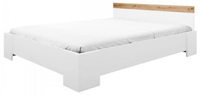 Manželská posteľ 160 cm Fritkit, Farby: biela / biela + dub lefkas