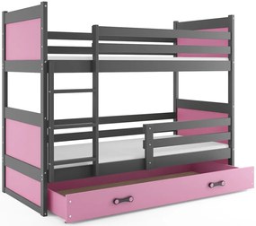 Detská poschodová posteľ RICO | sivá 90 x 200 cm Farba: Ružová