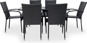 Noela Záhradný jedálenský set Klaudia čierny + 6x ratanová stolička Paris KD