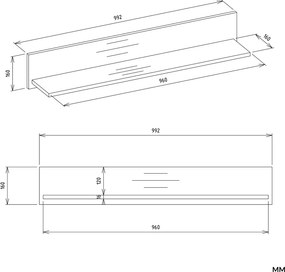 Nástěnná police MILO 99 cm matná bílá