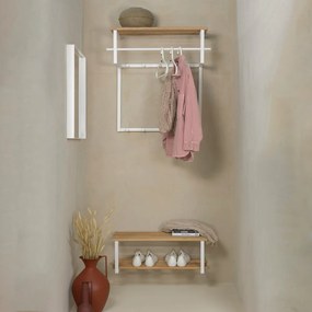 Kovový nástenný vešiak v bielo-prírodnej farbe s poličkou Rizzoli – Spinder Design