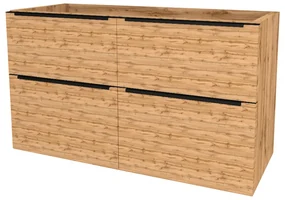 Mereo, Mereo Mailo, kúpeľňová skrinka 121 cm, čierne madlo, Multidecor, Dub Wotan, MER-CN593SBDWOT