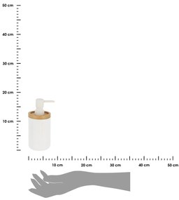 Dávkovač mydla Loudis, biela/s drevenými prvkami, 280 ml