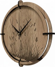 Drevené nástenné hodiny – motív lúčnych tráv | Tichý chod | SENTOP HDF0587-DUB-HALIFAX