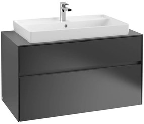 VILLEROY &amp; BOCH Collaro závesná skrinka pod umývadlo na dosku (umývadlo v strede), 2 zásuvky, 1000 x 500 x 548 mm, Black Matt Lacquer, C02000PD