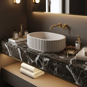 Rea Margaret, umývadlo na dosku 490x355x125 mm, béžová-sivá, REA-U7343