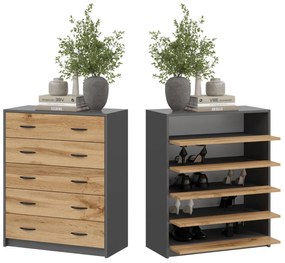 Skrinka na topánky K022 - Dub wotan/grafit