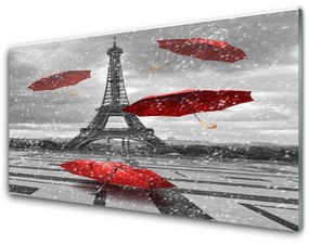 Skleneny obraz Eiffelova veža paríž dáždnik 120x60 cm