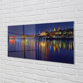 Obraz na akrylátovom skle Varšava mesto noc rieka most 100x50 cm