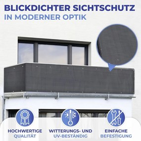 Čierna plastová balkónová zástena 500x85 cm – Maximex