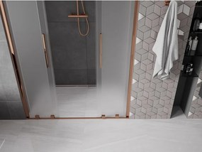 Mexen Velar L Duo, posuvné sprchové dvere do otvoru 140 cm, 8mm sklo námraza, ružové zlato, 871-140-003-32-60