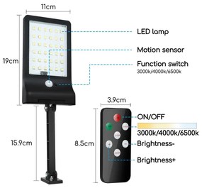 Aigostar - LED Stmievateľná solárna lampa so senzorom LED/2,3W/5,5V IP65 + DO