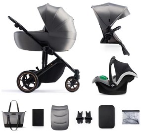 KINDERKRAFT SELECT - Kombinovaný kočík 3v1 PRIME 2 Premium Shadow grey