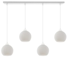 Závesné svietidlo Riffle Round, 4x biele sklenené tienidlo, w