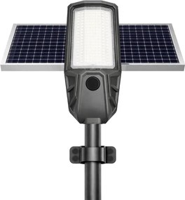 LED stmievateľná pouličná lampa so senzorom a solárnym panelom KOBRA 400 W / 24 000 mAh IP65 antracit + diaľkové ovládanie