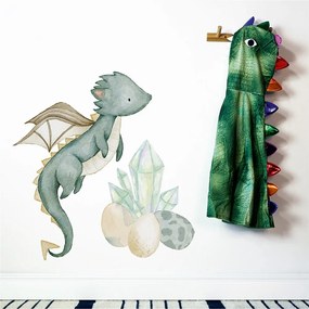 Gario Detská nálepka na stenu The world of dragons - drak, vajíčka a diamanty Rozmery: 70 x 67 cm