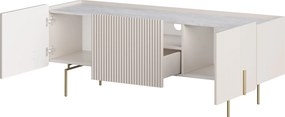 TV stolík Malmi 150 cm - kašmír / crema bianca / zlaté nožičky