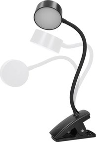 Solight LED stolná nabíjacia lampička, 2W, 210lm, 3CCT, čierna, clip