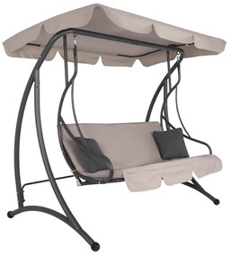 SPRINGOS 3-miestna záhradná hojdačka s nastaviteľnou strieškou, matracom a vankúšmi, béžová GS0031