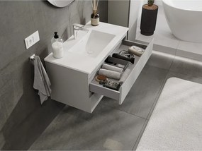 Mexen Orio, kúpeľňová skrinka 90 cm s umývadlom Otis, 2 zásuvky, šedá matná/biela matná, 91A10-09047-2-BFF62-W18M01