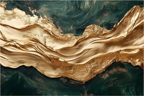 Obraz - Zelená abstrakcia so zlatom II. (90x60 cm)