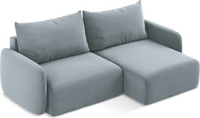 Modrá zamatová rozkladacia/s úložným priestorom rohová pohovka (pravý roh/s leňoškou) Kalena – Makamii