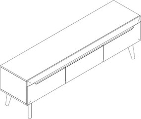 Široká TV skrinka Nordi, 160 cm, dub riviéra/biela lesk