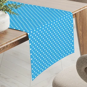 Biante Bavlnený behúň na stôl Sandra SA-135 Biele bodky na modrom 35x140 cm