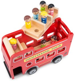 Červený mestský autobus + 9 figúrok cestujúcich