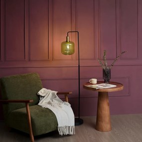 Hotelová elegantná stojacia lampa čierna a zlatá so zeleným sklom - Zuzanna