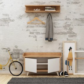 Nástenný vešiak ARASSO 18,8x80 cm + skrinka na topánky 60x90 biela/hnedá