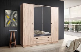 Šatníková skriňa s otočnými dverami Almo, 200 cm, dub estana/antracit