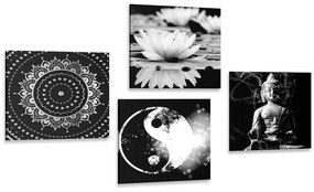 Set obrazov Feng Shui v čiernobielom prevedení