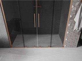 Mexen Velar L Duo, posuvné sprchové dvere do otvoru 170 cm, 8mm šedé sklo, medená matná, 871-170-003-42-65