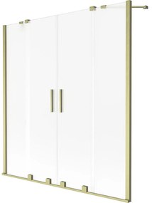 Mexen Velar Duo, 2-krídlová vaňová zástena s posuvnými dverami 160 x 150 cm, námraza, zlatý matný profil, 896-160-000-32-55