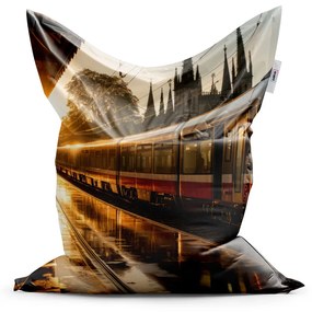 Sablio Sedací vak Vlak na stanici pri východe slnka - 200x140 cm