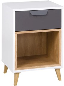 Nočný stolík Joker 11 Biely/Grafit/Šedá/Dub Lefkas