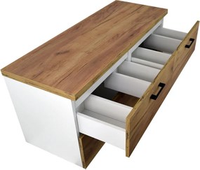 Comodo Kúpeľňová skrinka pod doskové umývadlo Agria NEW W 120-HD - biela/zlatý dub